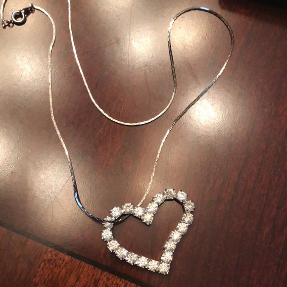 Nikolas heart pin and necklace CZ and silver - Picture 3 of 4